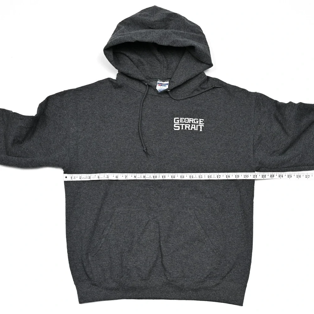 George Strait Vintage Hoodie Adult Medium Gray Hooded Sweatshirt Kangaroo Pocket